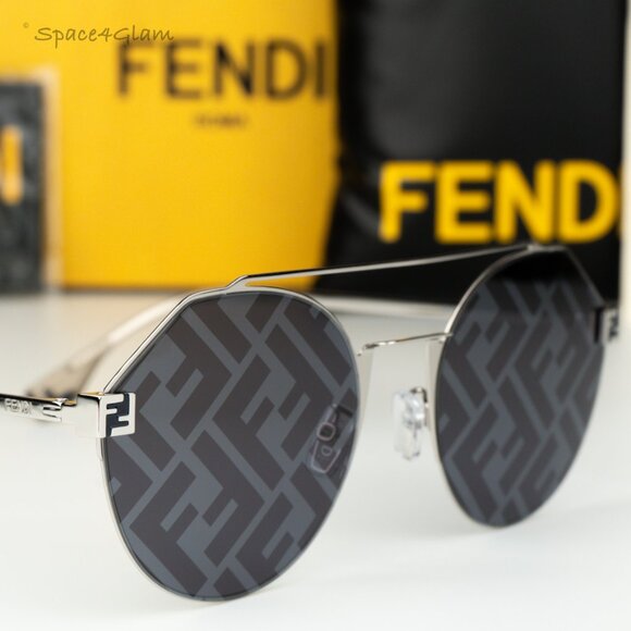 Fendi Women Sunglasses Palladium Blue Silver Mirror Round FE40060U 16X BRAND NEW